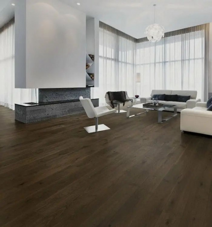 Паркетная доска Karelia Essence Дуб 4 Story 138 Cinder Dark 2G 1116x138x14